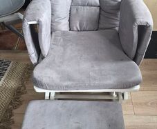 Grey Reclining Glider Chair & Footrest | Excellent Comfort