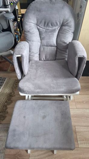 Grey Reclining Glider Chair & Footrest | Excellent Comfort