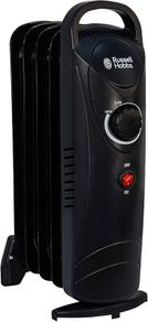 650W Oil Filled Radiator, 5 Fin Portable Electric Heater - Black, Adjustable Thermostat, Safety Cut-Off, 10 m sq Room Size