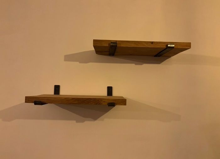 Chunky Solid Rustic Wood Shelves with Heavy Duty Steel Brackets