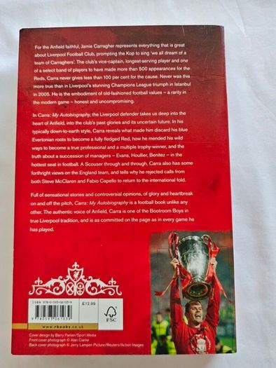 Jamie Carragher Book  CARRA My Autobiography  Liverpool FC Legend Paperback