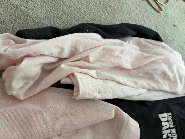 Ballet Shoes x 2; skirt; tights, socks, hair net, hair clips; Karen Williams Ballet Crossover Top