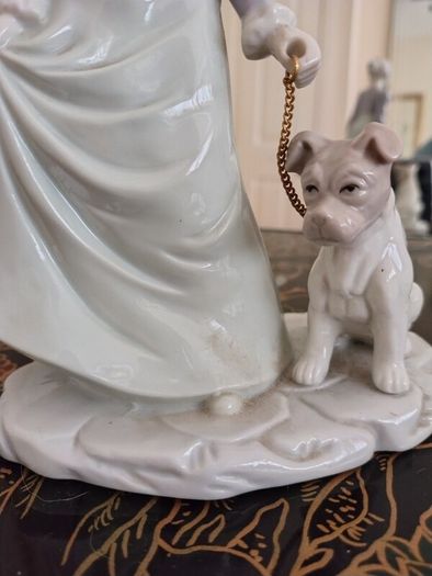 Vintage Figurine of Girl Walking Dog