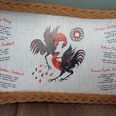 Vintage Wicker Tray with Cocktail Recipes