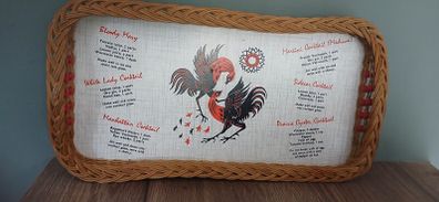 Vintage Wicker Tray with Cocktail Recipes