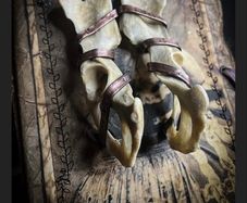 1 Volva Statement Badger Pelvis Bone and Copper Ear Hangers Witchy Jewelry Handcrafted Gift