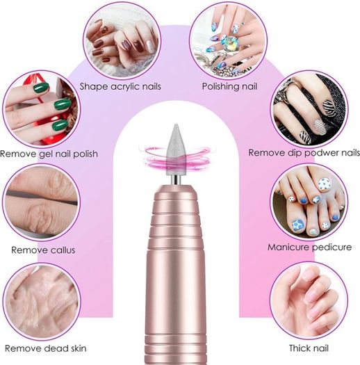 Electric Nail Files, Cordless Rechargeable Electric Nail Drill Electric Nail Files Professional, 11 in 1 Electric Nail File Manicure Pedicure Kit Nail Drill for Acrylic Nails, Gel Nails (FREE POSTAGE)