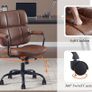 Office Chair, Ergonomic for Study, PU Leather, 360 Swivel Chair, Height-Adjustable Computer Chair for Office, Living Room, Bedroom (Brown) Image 4
