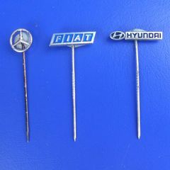 Car badges (x 3) - Mercedes, Hyundai & Fiat logos (1980s to 1990s)