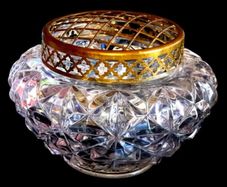 Vintage Harrods Heavy Cut Crystal Rose Bowl