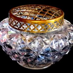 Vintage Harrods Heavy Cut Crystal Rose Bowl