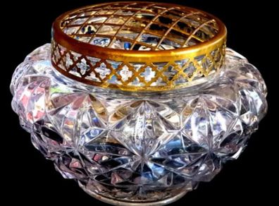 Vintage Harrods Heavy Cut Crystal Rose Bowl