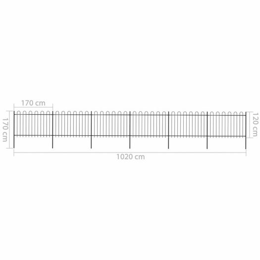 Garden Fence with Hoop Top Steel 10.2x1.2 m Black