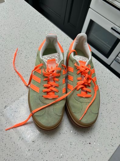 Adidas Gazelle Bold platform trainers - green and orange