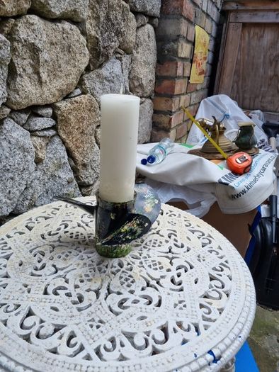 boat propeller hand painted candle holder