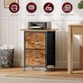 Mobile Filing Cabinet, Printer Stand with 2 Drawers, Wheeled Vertical File Cabinet, Adjustable Hanging Rods, fits A4/Letter Size, for Home Office, Rustic Brown and Black Image 6