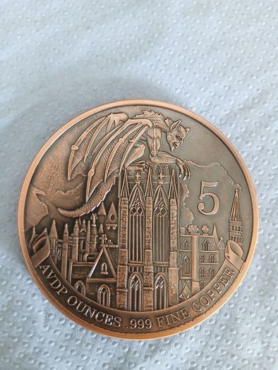 5oz  .999 Fine Copper ,Gargoyle Round