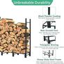 2.44m Outdoor Firewood Rack for Fireplace, Heavy Duty Steel Log Holder, Indoor Wood Pile Storage Organizer, Adjustable Stacker Stand,  Black Image 2