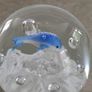 Vintage Art Glass Round Aquarium Paperweight with Bubbles and one Blue Dolphins Image 8