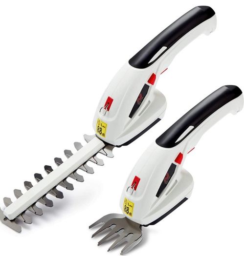 2in1 Grass Shear & Hedge Trimmer with 7.2V Rechargeable 1500mAh Lithium-Ion Battery, Edging and Shrub Shear, 2 Interchangeable Blades, Lightweight, Garden Cutting Edge Trimmer, Pruner - Handheld (FREE POSTAGE)