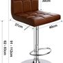 NEW SALE | Bar Stools (2/Set) Adjustable Bar Chairs Breakfast Dining Stools for Kitchen Island Counter PU Leather Double Stitching Square Back with decoration Image 2