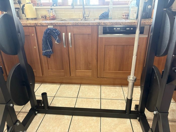 Without Doubt Best Gym Weightlifting Set Up, Power Squat Rack, Bench, Olympic Weights, Bars, Tri Dip!!!