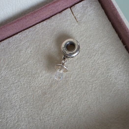 Pandora baby pacifier charm,sterling silver, cubic zirconia very good condition fully hallmarked