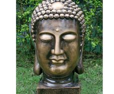 Large Bronze Buddha Head Statue