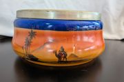 Antique Camel Desert Hand Painted Bowl Cobalt Blue EPNS Rim Noritake Style