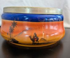Antique Camel Desert Hand Painted Bowl Cobalt Blue EPNS Rim Noritake Style