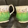 Vintage Royal Albert Regal Series bone china teacups in green with gold floral filigree Image 5