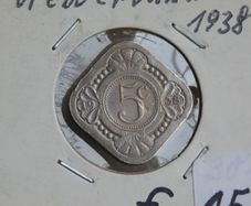 Netherlands 1938 5 cents