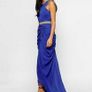 Virgos Lounge Blue Gold Party Occasion Bridesmaid Wedding Prom Maxi Dress Size 8 36 Image 2