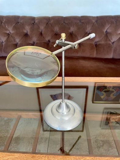 Nautical Decorative Magnifying Glass With Adjustable Stand Desktop Brass Detail