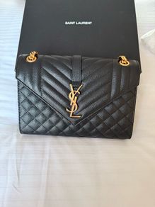 Saint Laurent Black Leather Medium Envelope Bag