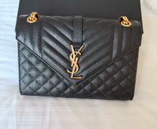 Saint Laurent Black Leather Medium Envelope Bag