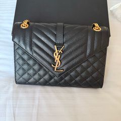 Saint Laurent Black Leather Medium Envelope Bag