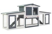 Large Rabbit Hutch Grey 204x45x85 cm