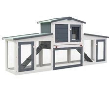 Large Rabbit Hutch Grey 204x45x85 cm