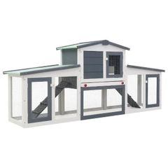 Large Rabbit Hutch Grey 204x45x85 cm