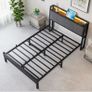 Double Bed Frame, 4FT6 Bed Frame Ergonomics Double with Charging Station and LED Lights Image 3