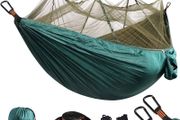NEW SALE | Travel Bug Net Camping Hammock | 300kg Load Capacity,| 2 x Premium Carabiners,4 x Nylon Slings Included | For Outdoor Indoor Garden