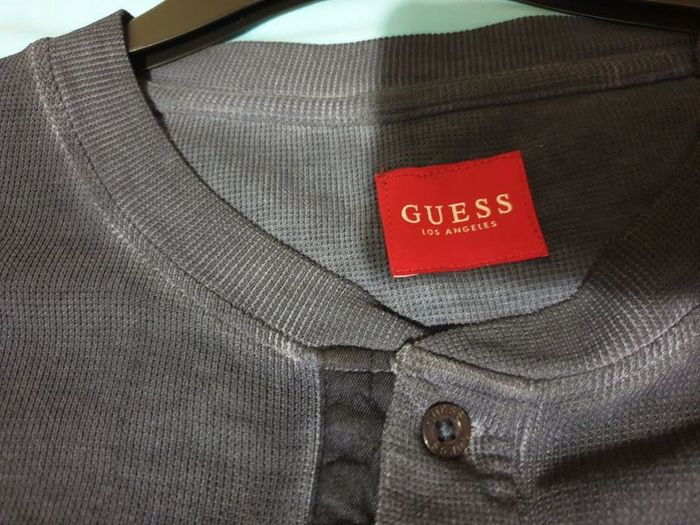 guess medium large blue long sleeve shirt