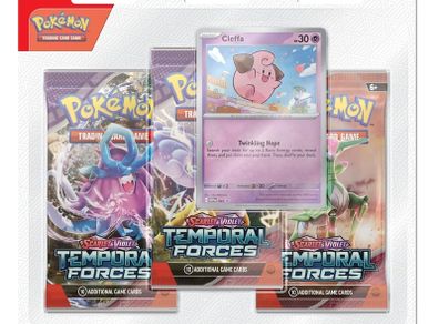 Pokemon TCG Scarlet Violet Temporal Forces Triple Pack, Cleffa (3 Booster Packs and 1 Foil Promo Card)