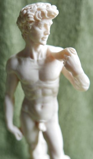 Vintage Sculpture of Statue of David in Resin by A. Santini Italy Male Nude Vintage  Italy 1960