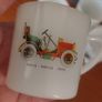 Cool Set of Four Vintage Retro Mid-Century French Milk-Glass Opaline Espresso Coffee Cups/Mini Mugs with Classic Car Designs Image 5