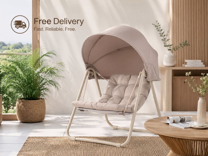 Outdoor Swing Chair with Adjustable Canopy Padded Cushions