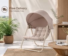 Outdoor Swing Chair with Adjustable Canopy Padded Cushions