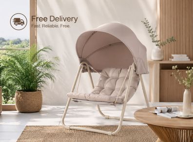 Outdoor Swing Chair with Adjustable Canopy Padded Cushions