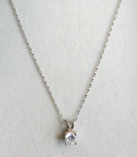 Vintage Sterling Silver 925 Cubic Zirconia Pendant Necklace - length 18" - 2,3g